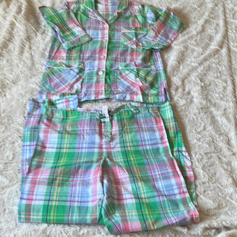 Victoria’s Secret Pastel Plaid Green/ Blue Pajama Set Size XS